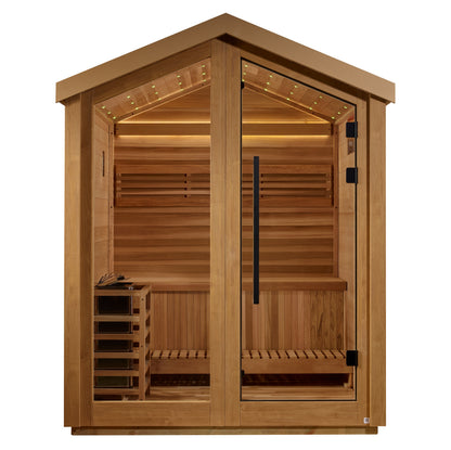 Golden Designs "Savonlinna" Outdoor Traditional Sauna | GDI-8503-01 | 3 Person | Canadian Red Cedar Interior | Home Spa