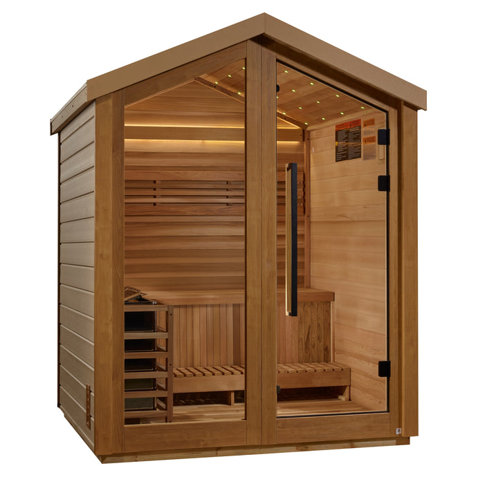 Golden Designs "Savonlinna" Outdoor Traditional Sauna | GDI-8503-01 | 3 Person | Canadian Red Cedar Interior | Home Spa