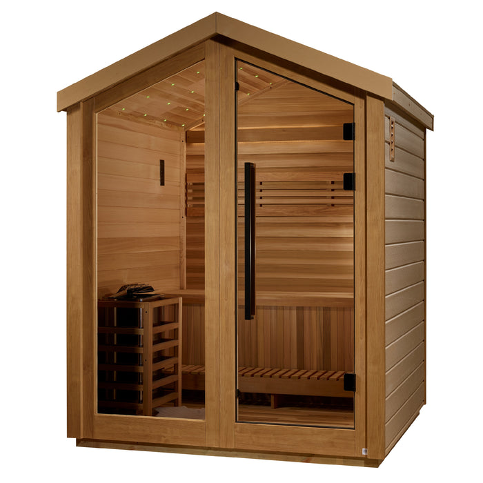 Golden Designs "Savonlinna" Outdoor Traditional Sauna | GDI-8503-01 | 3 Person | Canadian Red Cedar Interior | Home Spa