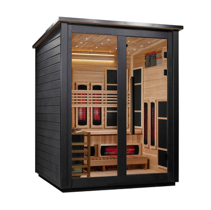 Golden Designs Loviisa Barn Black | 3-Person Hybrid Outdoor Sauna | GDI-8523-04 | Canadian Cedar