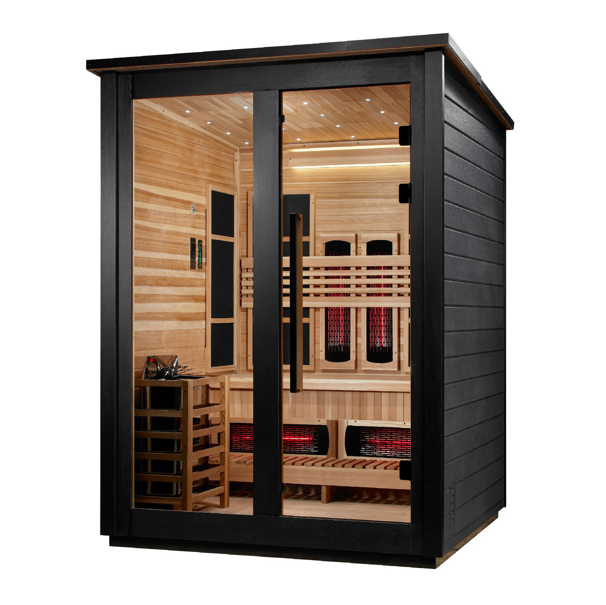 Golden Designs Loviisa Barn Black | 3-Person Hybrid Outdoor Sauna | GDI-8523-04 | Canadian Cedar