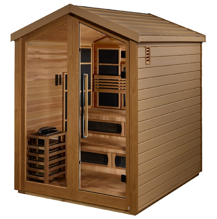 Golden Designs "Kaskinen" Hybrid PureTech™ Full Spectrum Infrared or Traditional Stove Outdoor Sauna | GDI-8526-01 | 6 Person