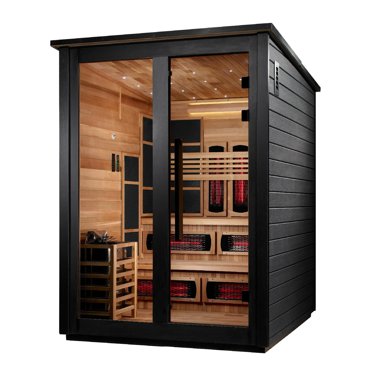 Golden Designs Kaskinen Barn Black | 6-Person Hybrid Outdoor Sauna | GDI-8526-04 | Canadian Cedar