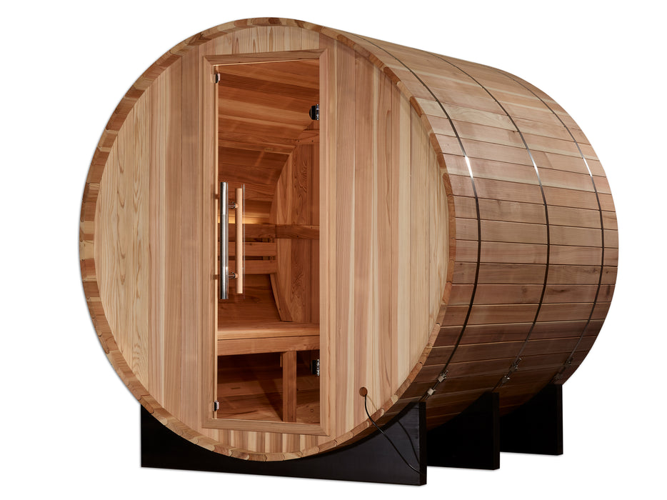 Golden Designs "Arosa" Traditional Barrel Outdoor Sauna | GDI-B004-01 | 4 Person | Pacific Premium Cedar Wood | Home Spa