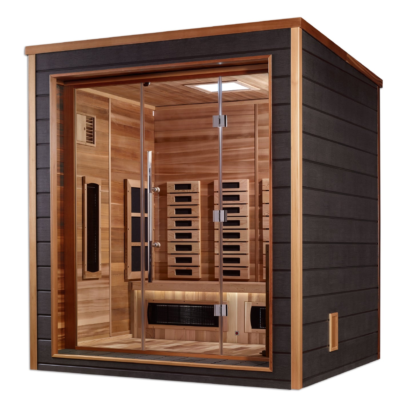Golden Designs "Visby" Outdoor-Indoor PureTech™ Hybrid Full Spectrum Sauna | GDI-8223-01 | 3 Person | Canadian Red Cedar Interior | Home Spa
