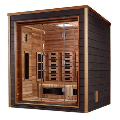 Golden Designs "Visby" Outdoor-Indoor PureTech™ Hybrid Full Spectrum Sauna | GDI-8223-01 | 3 Person | Canadian Red Cedar Interior | Home Spa