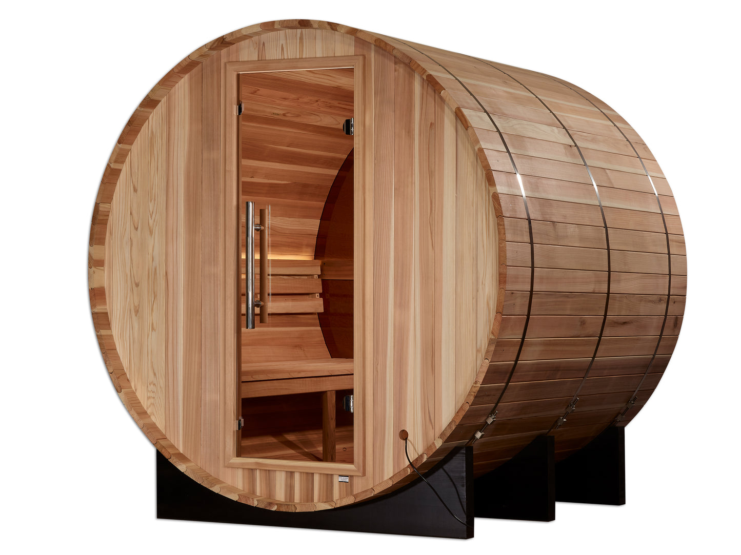 Golden Designs "Zurich" Traditional Barrel Outdoor Sauna with Bronze Privacy View | GDI-B024-01 | 4 Person | Pacific Premium Cedar Wood | Home Spa