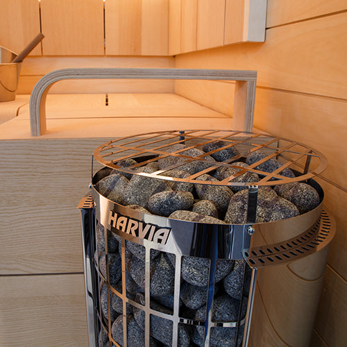 Harvia Cilindro PC90 - Half Series 9kW Stainless Steel Sauna Heater with Built-In Time and Temperature Controls