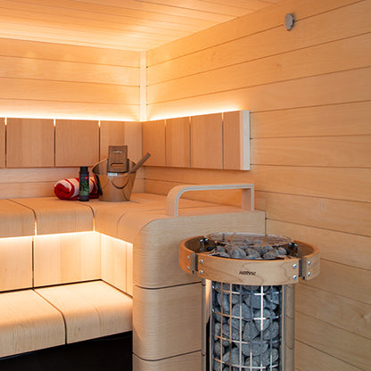 Harvia Cilindro PC90 - Half Series 9kW Stainless Steel Sauna Heater with Built-In Time and Temperature Controls