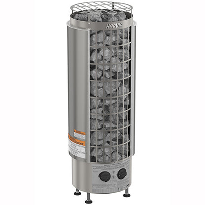 Harvia Cilindro PC80 - Half Series 8kW Stainless Steel Sauna Heater with Built-In Time and Temperature Controls