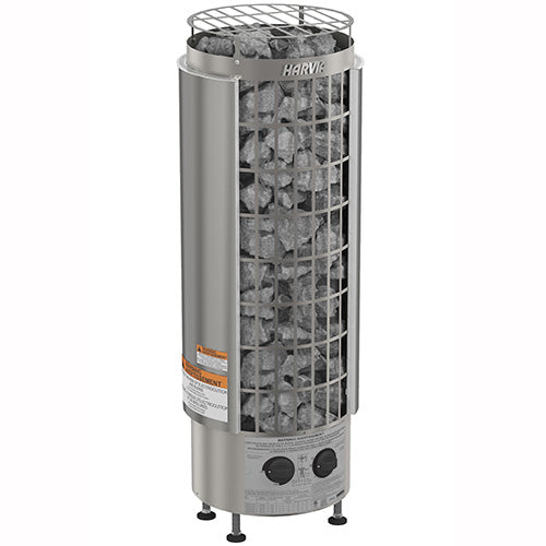 Harvia Cilindro PC80 - Half Series 8kW Stainless Steel Sauna Heater with Built-In Time and Temperature Controls