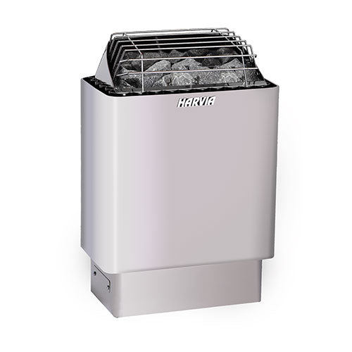 Harvia KIP80W 8kW wall-mounted electric sauna heater in stainless steel