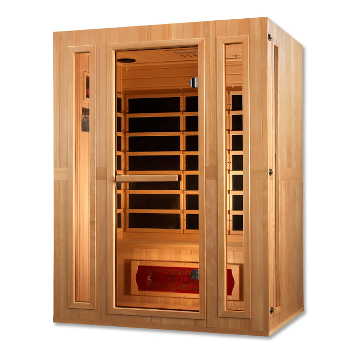 MAXXUS "Trinity" Dual Tech Low EMF FAR Infrared Indoor Sauna | MX-LS3-01 | 3 Person | Canadian Hemlock Wood | Home Spa