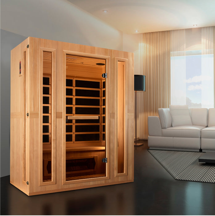 MAXXUS "Trinity" Dual Tech Low EMF FAR Infrared Indoor Sauna | MX-LS3-01 | 3 Person | Canadian Hemlock Wood | Home Spa