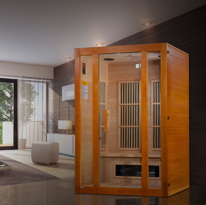 MAXXUS "Aspen" Dual Tech Low EMF FAR Infrared Indoor Sauna | MX-J206-02S | 2 Person | Canadian Hemlock Wood | Home Spa