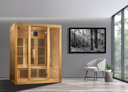 Maxxus "Bellevue" Near Zero EMF FAR Indoor Infrared Sauna | MX-J306-01-ZF | 3 Person | Natural Hemlock Wood | Home Spa