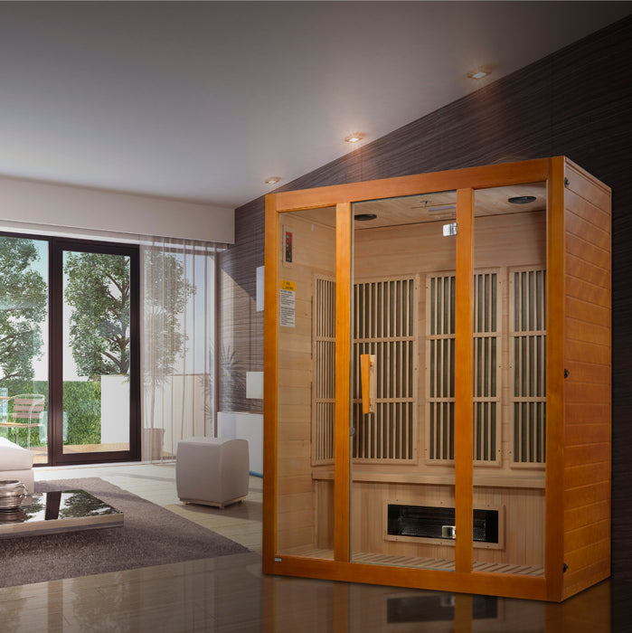 MAXXUS "Alpine" Dual Tech Low EMF FAR Infrared Indoor Sauna | Model: MX-J306-02S | 3 Person | Canadian Hemlock Wood | Home Spa