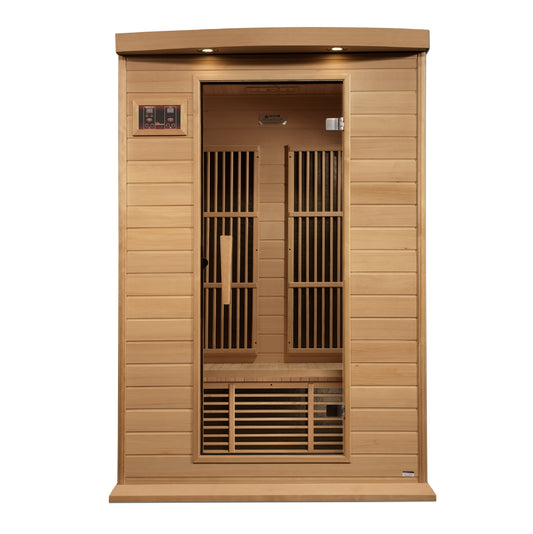 Maxxus Near Zero EMF FAR Infrared Indoor Sauna | MX-K206-01-ZF HEM | 2 Person | Natural Canadian Hemlock |  Home Spa