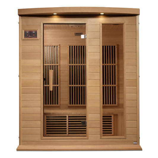 Maxxus Near Zero EMF FAR Infrared Indoor Sauna | MX-K306-01-ZF HEM | 3 Person | Natural Canadian Hemlock | Home Spa