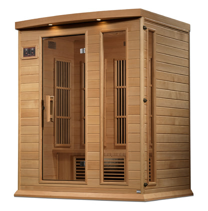 Maxxus Near Zero EMF FAR Infrared Indoor Sauna | MX-K306-01-ZF HEM | 3 Person | Natural Canadian Hemlock | Home Spa