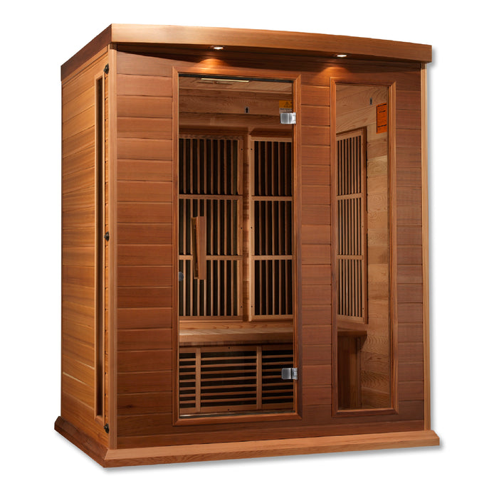 MAXXUS Low EMF FAR Infrared Indoor Sauna | MX-K306-01 Red Cedar | 3 Person | Natural Canadian Red Cedar | Home Spa