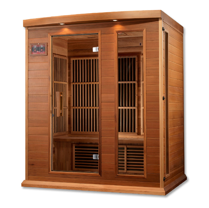 MAXXUS Low EMF FAR Infrared Indoor Sauna | MX-K306-01 Red Cedar | 3 Person | Natural Canadian Red Cedar | Home Spa