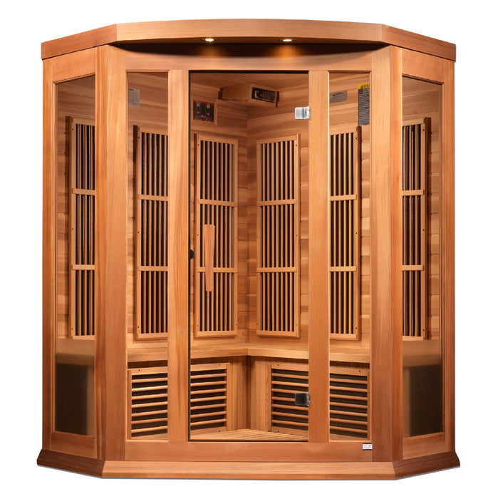 MAXXUS "Avignon" Edition Near Zero EMF FAR Infrared Indoor Sauna | Corner Unit | MX-K356-01-ZF CED | 3 Person | Natural Canadian Red Cedar | Home Spa