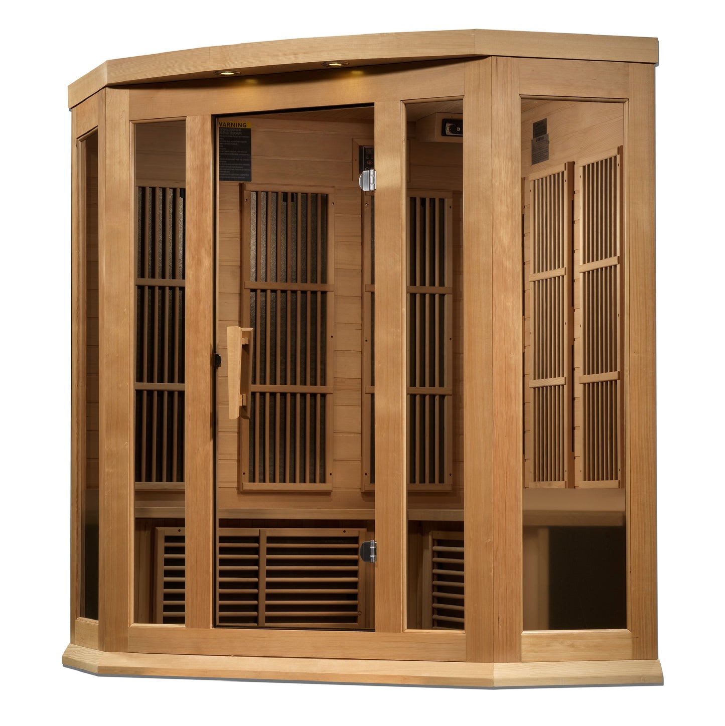 Maxxus Corner Near Zero EMF FAR Infrared Indoor Sauna | MX-K356-01-ZF HEM | 3 Person | Natural Canadian Hemlock | Home Spa