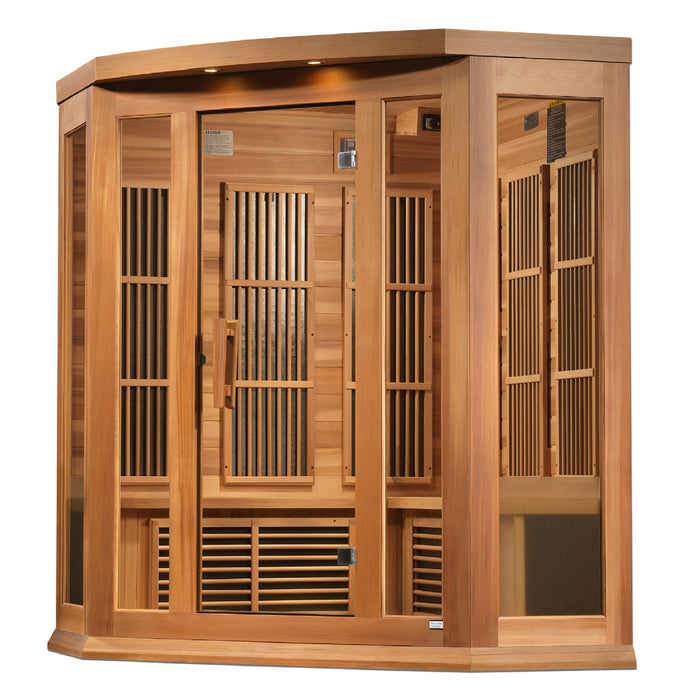 MAXXUS "Avignon" Edition Near Zero EMF FAR Infrared Indoor Sauna | Corner Unit | MX-K356-01-ZF CED | 3 Person | Natural Canadian Red Cedar | Home Spa