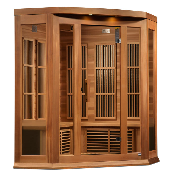 MAXXUS "Avignon" Edition Near Zero EMF FAR Infrared Indoor Sauna | Corner Unit | MX-K356-01-ZF CED | 3 Person | Natural Canadian Red Cedar | Home Spa