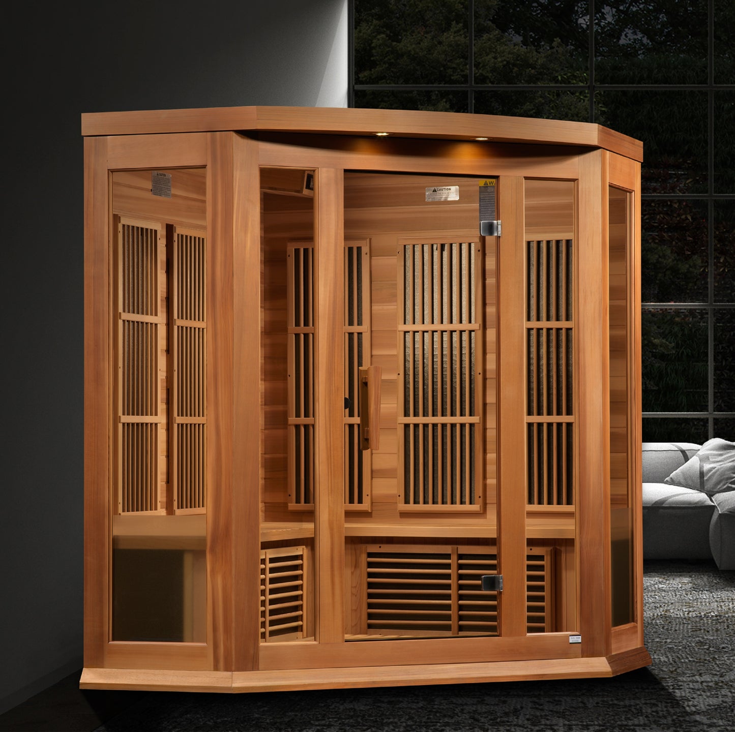 MAXXUS "Avignon" Edition Near Zero EMF FAR Infrared Indoor Sauna | Corner Unit | MX-K356-01-ZF CED | 3 Person | Natural Canadian Red Cedar | Home Spa