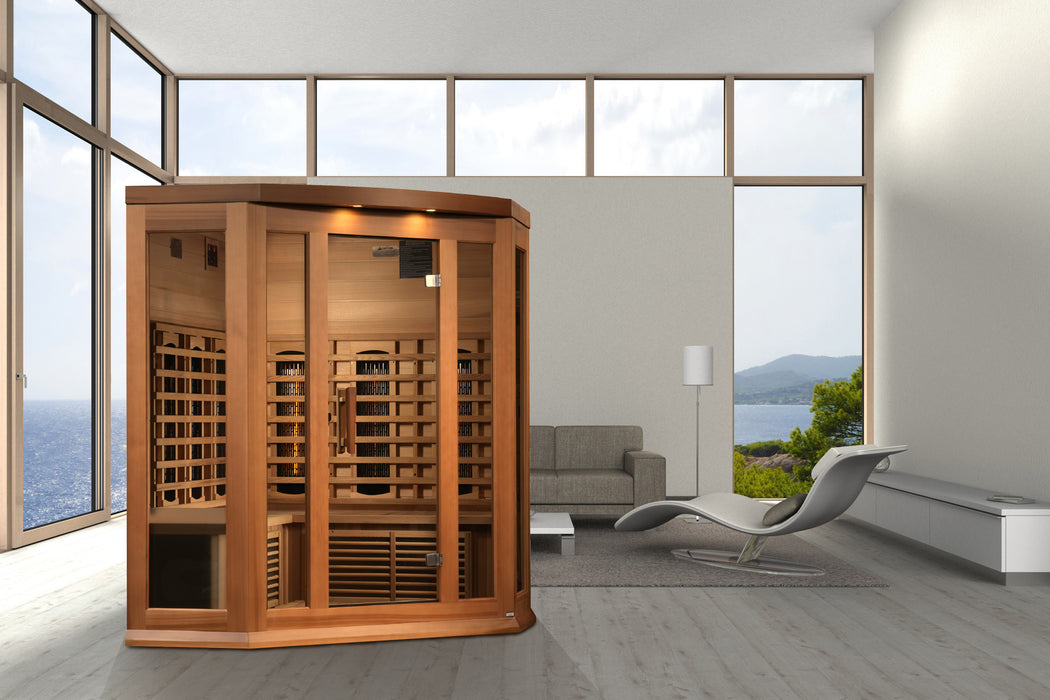 MAXXUS Full Spectrum Infrared Indoor Sauna | MX-M356-01-FS CED | 3 Person | Natural Canadian Red Cedar | Home Spa