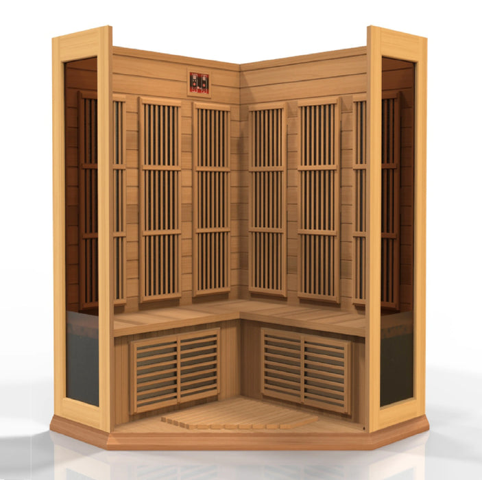 MAXXUS "Avignon" Edition Near Zero EMF FAR Infrared Indoor Sauna | Corner Unit | MX-K356-01-ZF CED | 3 Person | Natural Canadian Red Cedar | Home Spa