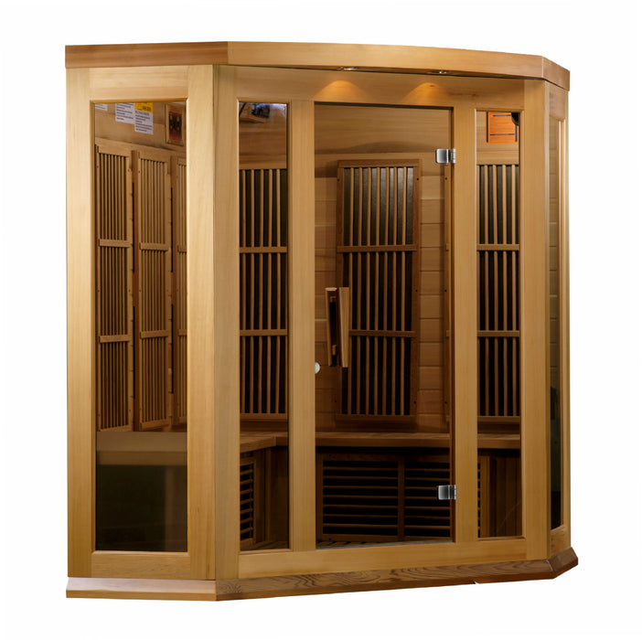 MAXXUS Low EMF FAR Infrared Indoor Sauna | MX-K356-01 Red Cedar | 3 Person | Natural Canadian Red Cedar | Home Spa