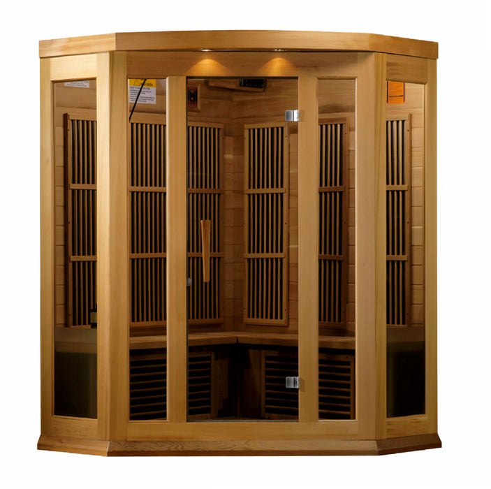 MAXXUS Low EMF FAR Infrared Indoor Sauna | MX-K356-01 Red Cedar | 3 Person | Natural Canadian Red Cedar | Home Spa