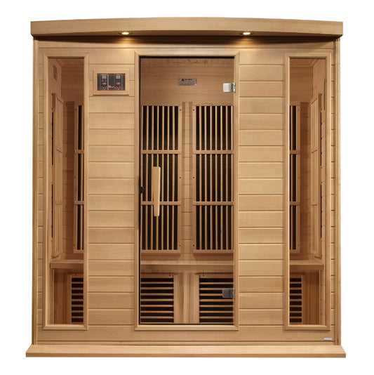 MAXXUS Near Zero EMF FAR Infrared Indoor Sauna | MX-K406-01-ZF HEM | 4 Person | Natural Canadian Hemlock | Home Spa