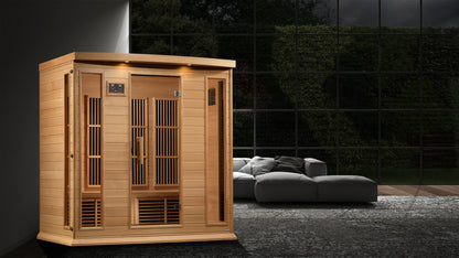 MAXXUS Near Zero EMF FAR Infrared Indoor Sauna | MX-K406-01-ZF HEM | 4 Person | Natural Canadian Hemlock | Home Spa