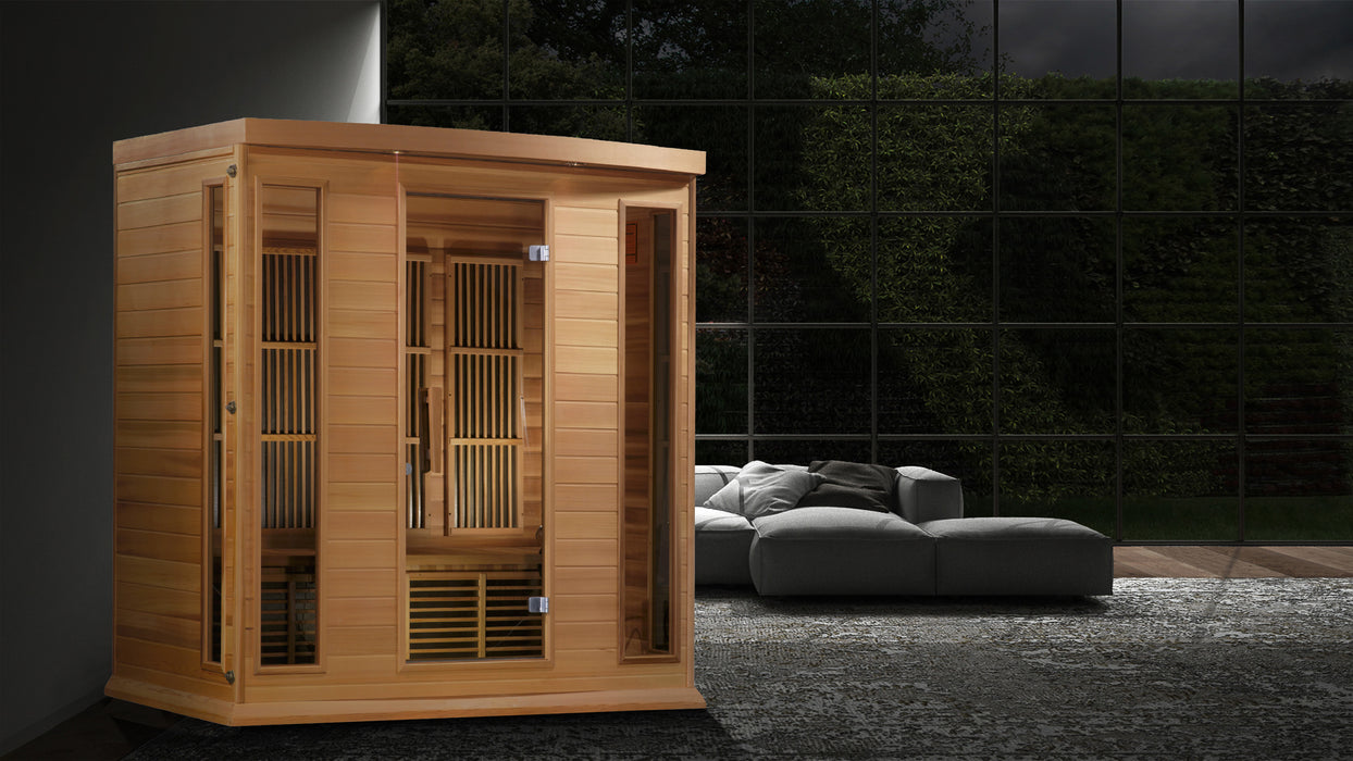 MAXXUS Low EMF FAR Infrared Indoor Sauna | MX-K406-01 Red Cedar | 4 Person | Natural Canadian Red Cedar Wood | Home Spa