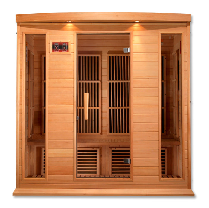 MAXXUS Low EMF FAR Infrared Indoor Sauna | MX-K406-01 | 4 Person | Natural Canadian Hemlock Wood | Home Spa