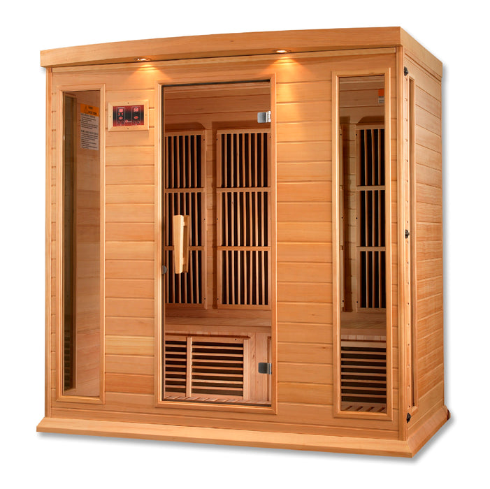 MAXXUS Low EMF FAR Infrared Indoor Sauna | MX-K406-01 | 4 Person | Natural Canadian Hemlock Wood | Home Spa