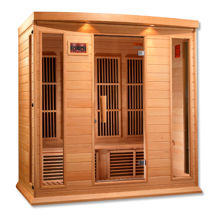 MAXXUS Low EMF FAR Infrared Indoor Sauna | MX-K406-01 | 4 Person | Natural Canadian Hemlock Wood | Home Spa