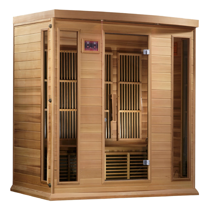 MAXXUS Low EMF FAR Infrared Indoor Sauna | MX-K406-01 Red Cedar | 4 Person | Natural Canadian Red Cedar Wood | Home Spa