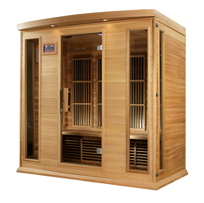 MAXXUS Low EMF FAR Infrared Indoor Sauna | MX-K406-01 Red Cedar | 4 Person | Natural Canadian Red Cedar Wood | Home Spa