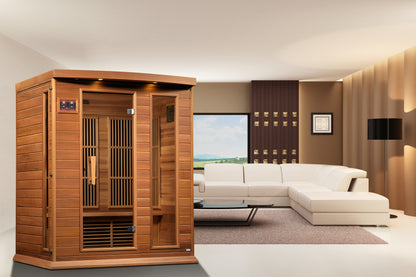 MAXXUS Low EMF FAR Infrared Indoor Sauna | MX-K306-01 Red Cedar | 3 Person | Natural Canadian Red Cedar | Home Spa