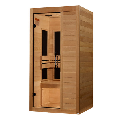 Maxxus "S-Line" Ultra Low EMF FAR Indoor Infrared Sauna | MX-S106-01 Elite | 1 Person | Natural Hemlock Wood | Home Spa