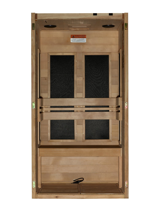 Maxxus "S-Line" Ultra Low EMF FAR Indoor Infrared Sauna | MX-S106-01 Elite | 1 Person | Natural Hemlock Wood | Home Spa