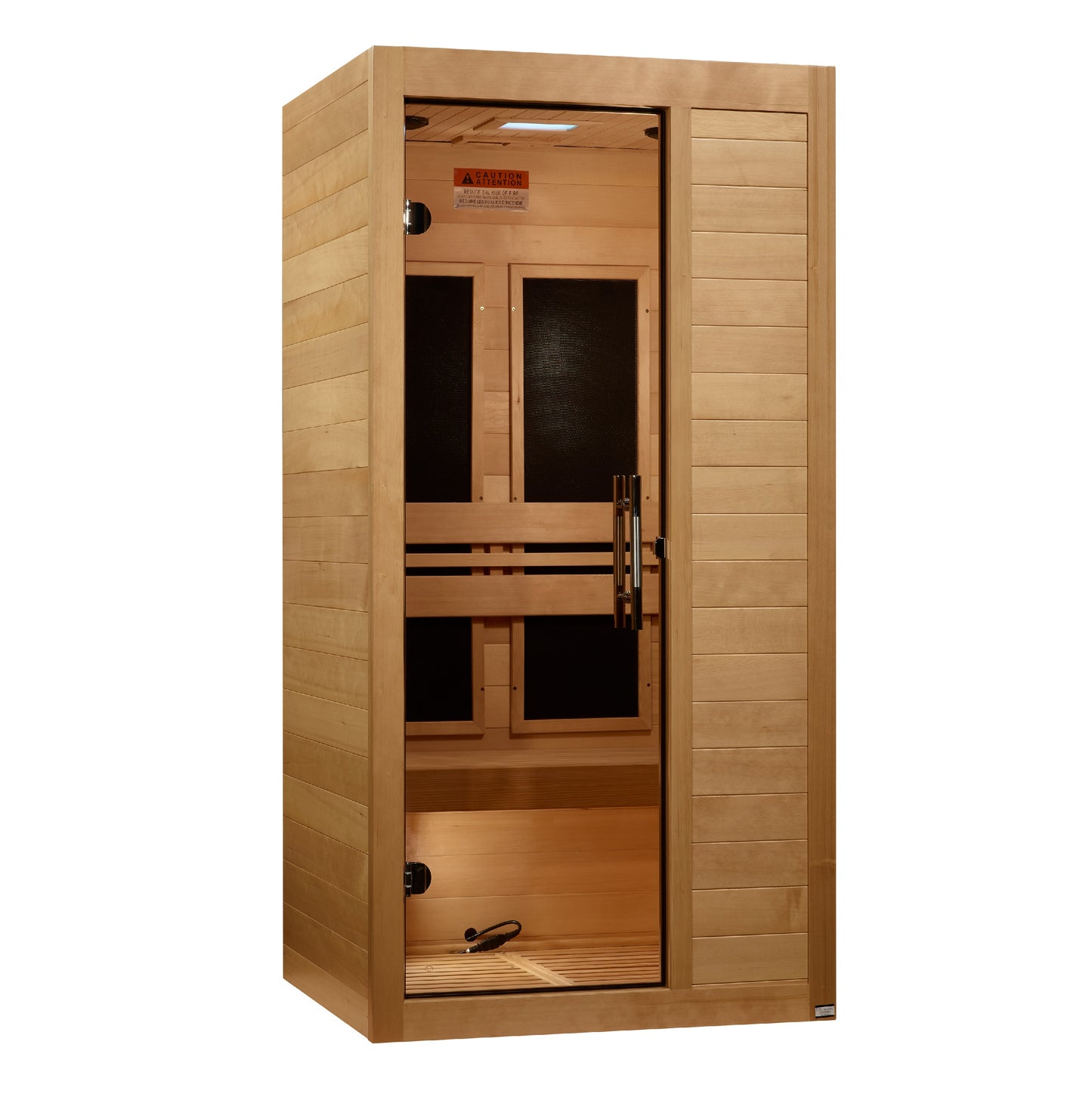 Maxxus "S-Line" Ultra Low EMF FAR Indoor Infrared Sauna | MX-S106-01 Elite | 1 Person | Natural Hemlock Wood | Home Spa