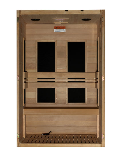 Maxxus "S-Line" Low EMF FAR Indoor Infrared Sauna | MX-S206-01 | 2 Person | Natural Hemlock Wood | Home Spa