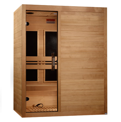 Maxxus "S-Line" Low EMF FAR Indoor Infrared Sauna | MX-S306-01 | 3 Person | Natural Hemlock Wood | Home Spa