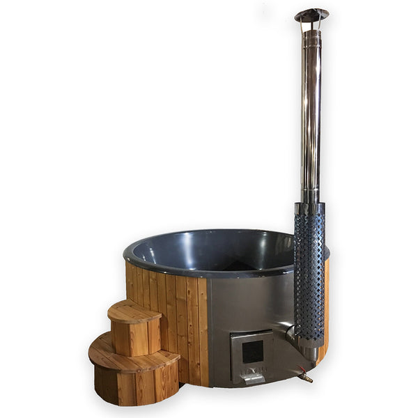 SaunaLife SOAK-Series S4N wood-fired hot tub in natural thermo-spruce